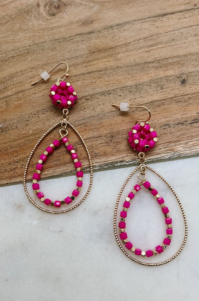 Pink And Gold Earring