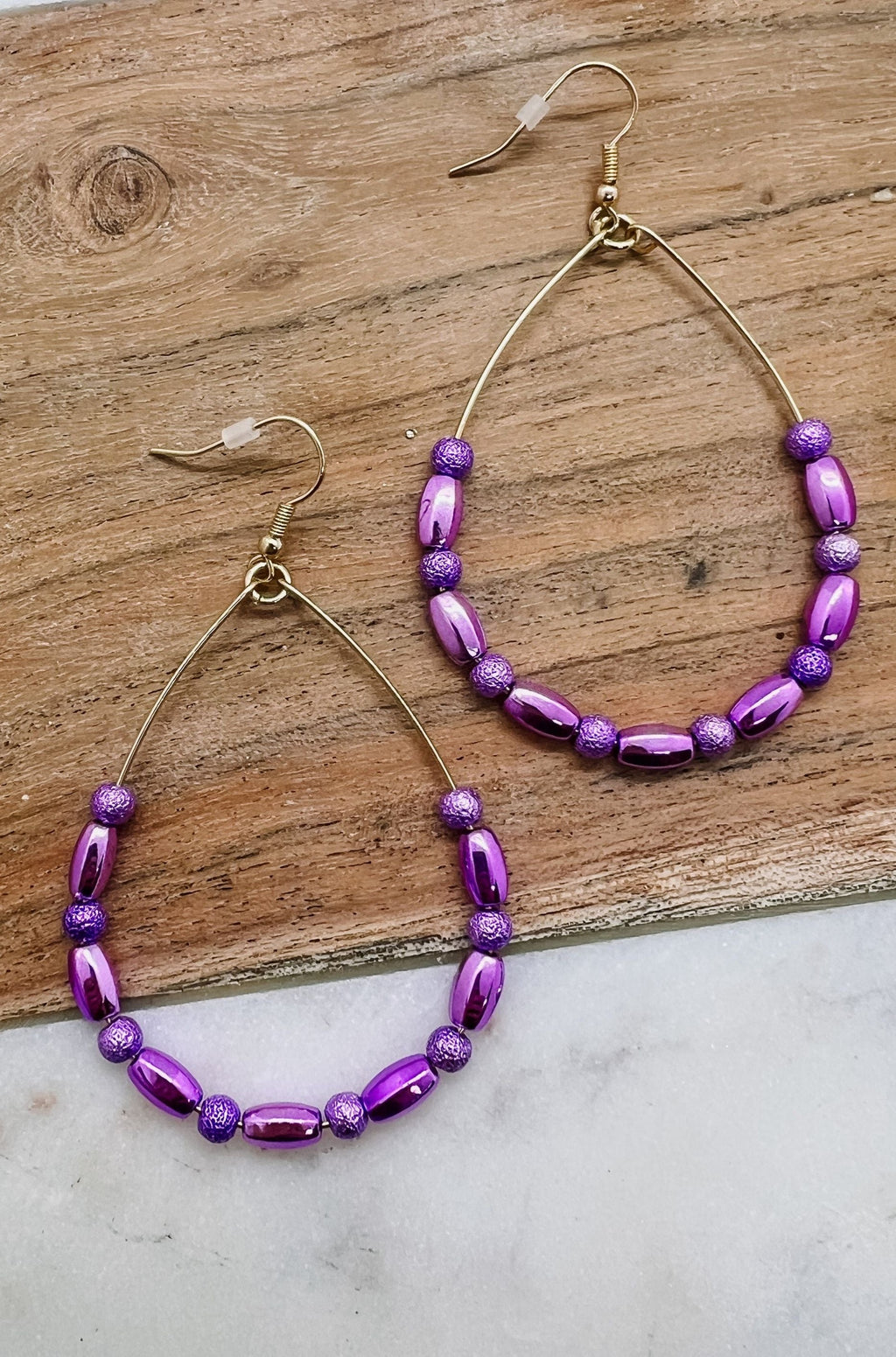 Purple Beaded Earring