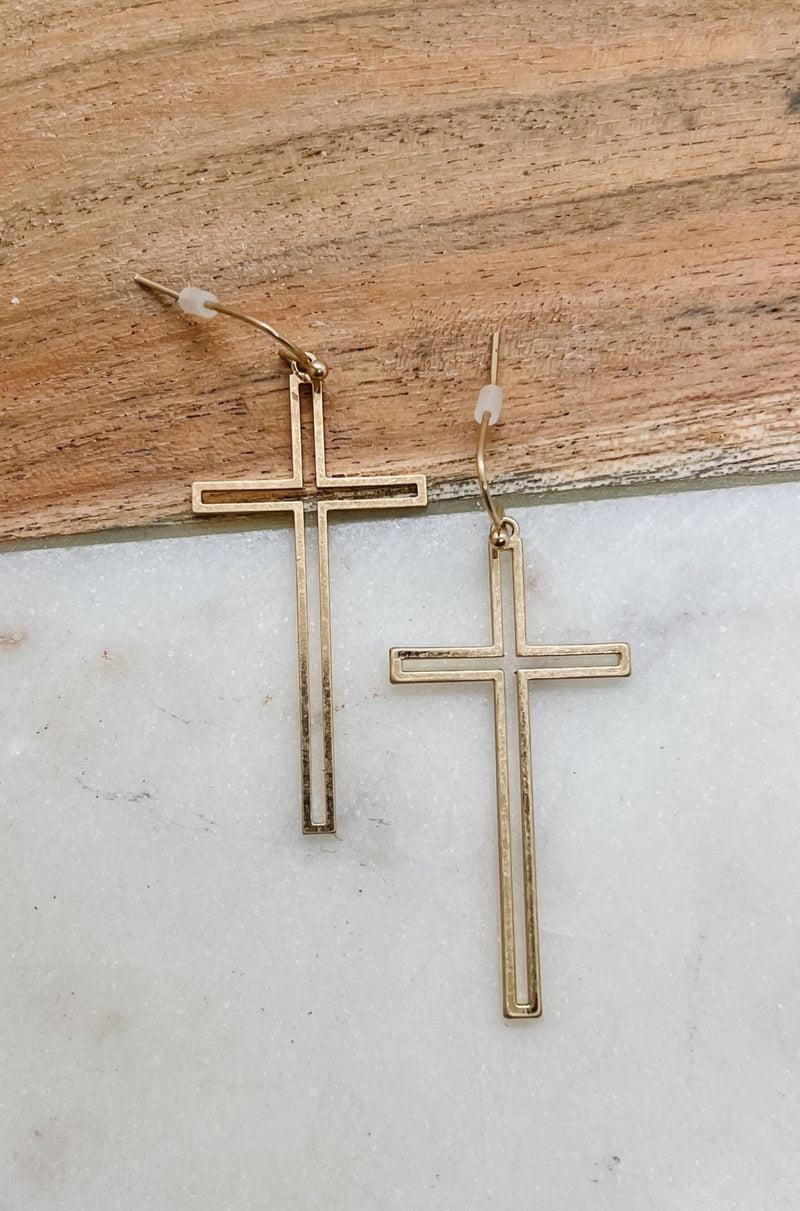 Gold Cross Earrings