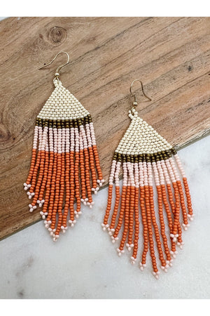 Coral And Peach Tassel Earring