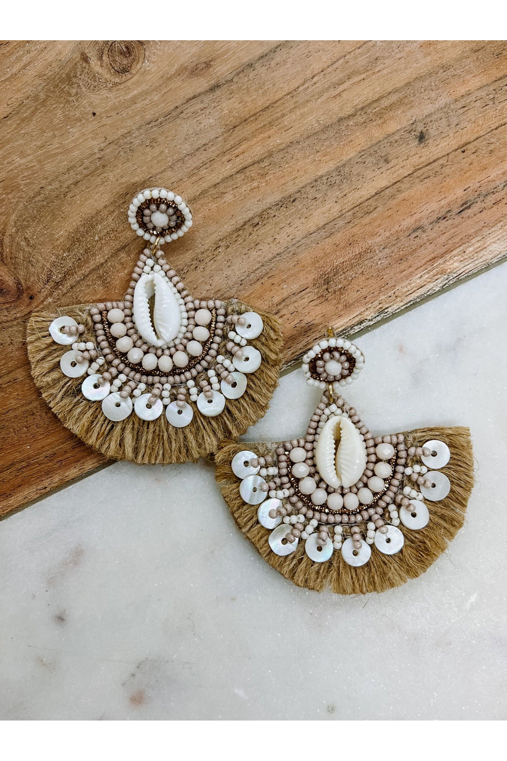 Burlap Shell Earrings