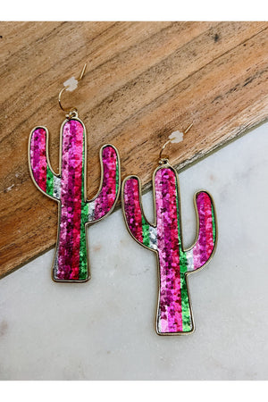 Sequin Cactus Earrings