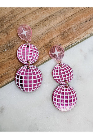 Pink Disco Ball Earrings