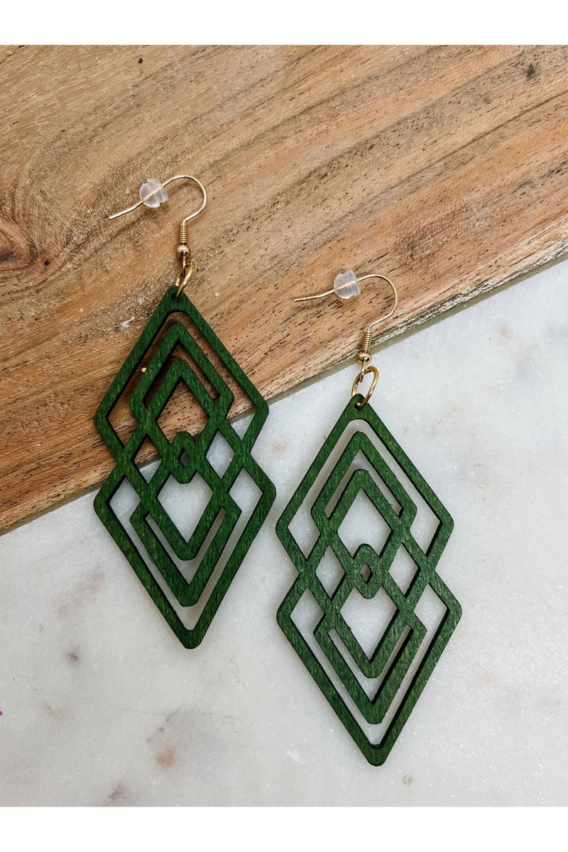 Olive Wooden Earrings