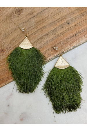 Olive Tassel Earrings