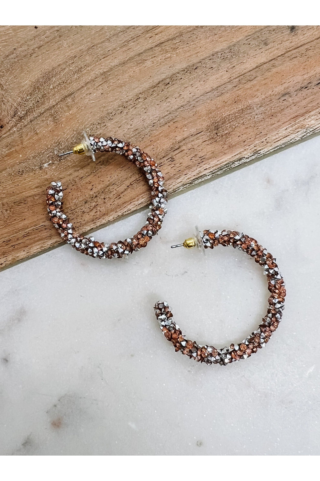 Brown And Silver Hoop Earrings