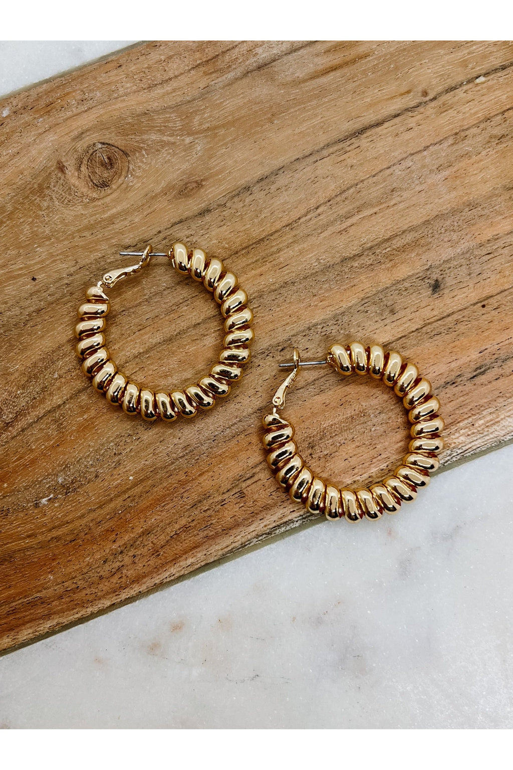 Detailed Gold Hoop Earring