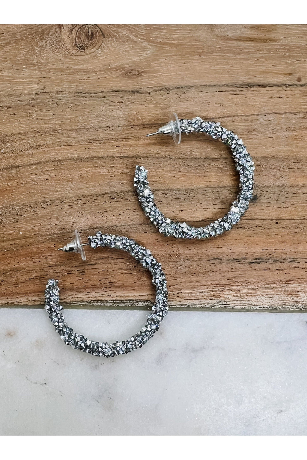 Silver Gem Hoops