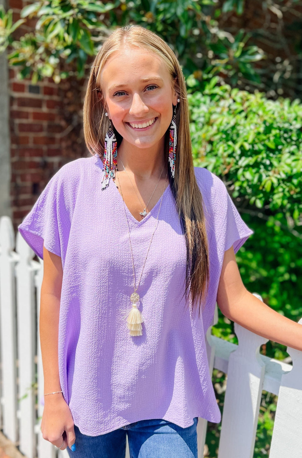 Lavender V-Neck Top