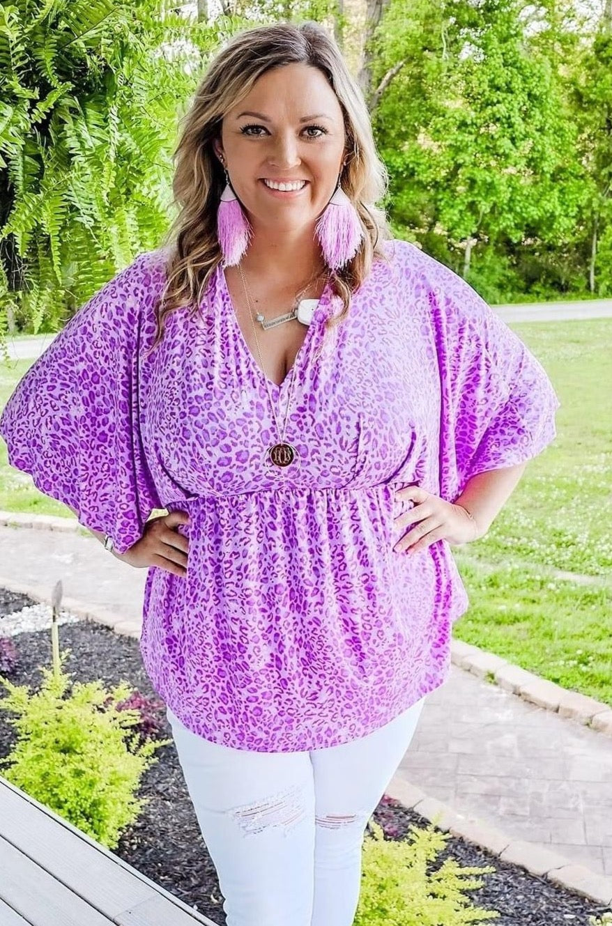 Lavender Cheetah Babydoll Top