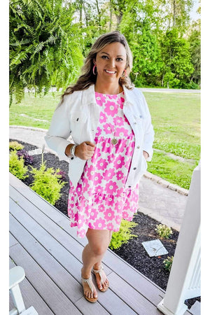 Pink Sleeveless Floral Dress