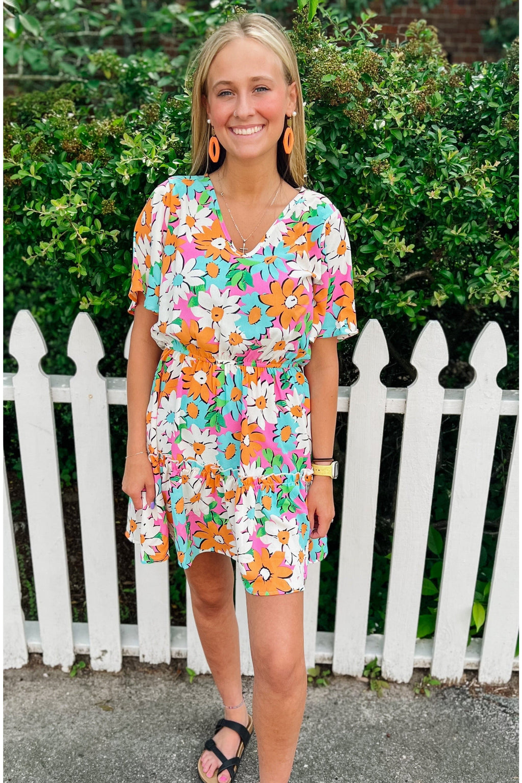 Floral V-Neck Woven Dress