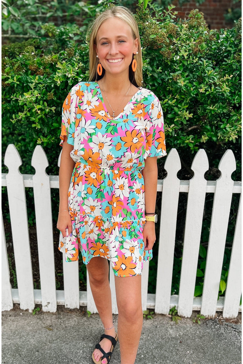 Floral V-Neck Woven Dress