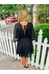 V-Neck Dolman Sleeve Dress (Black)