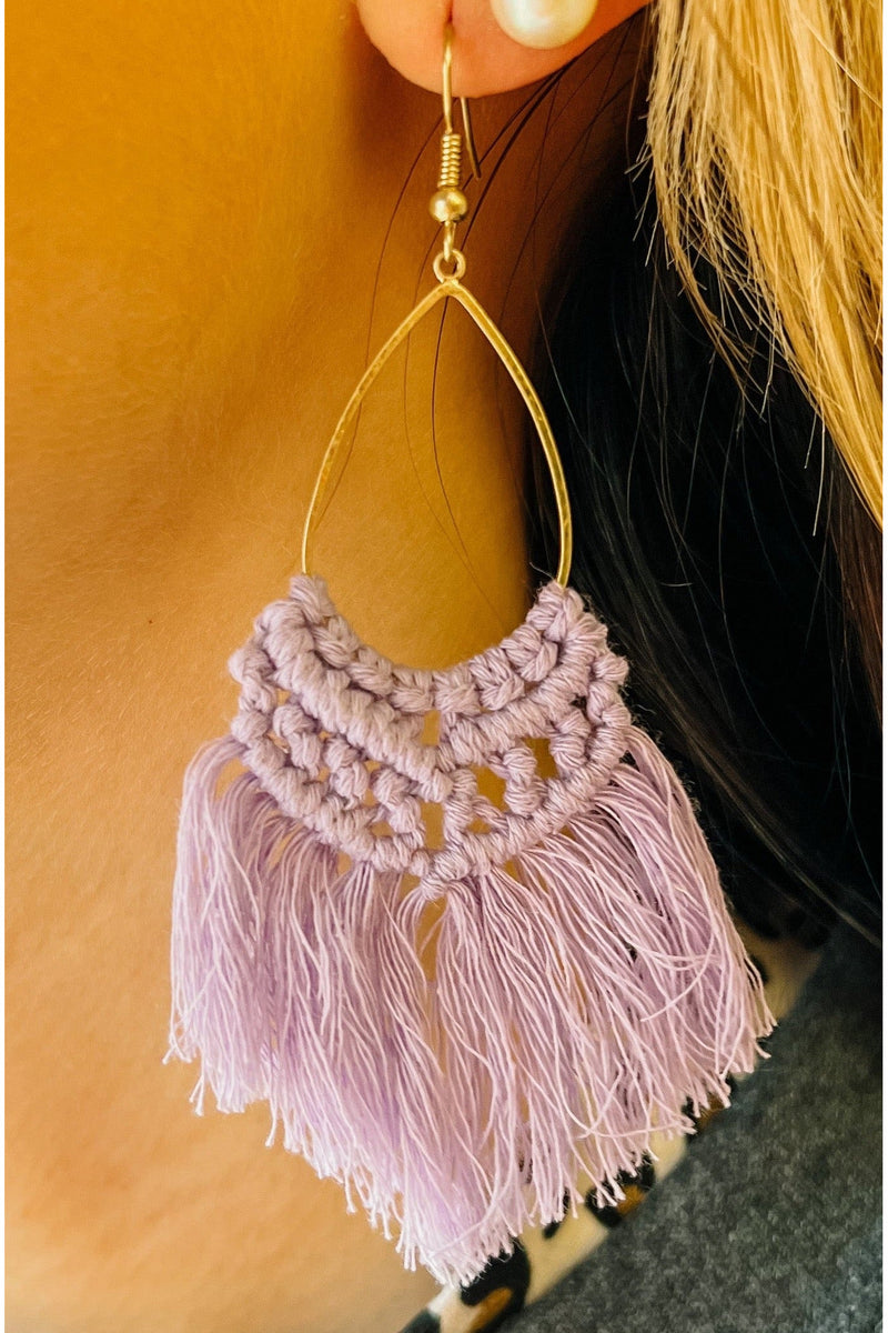 Smaller Teardrop Shaped Macrame Earring