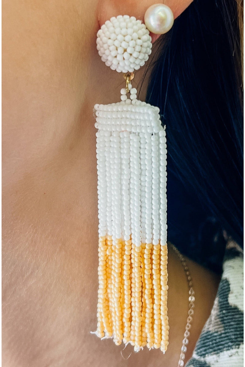 Stud Beaded Tassel Earring