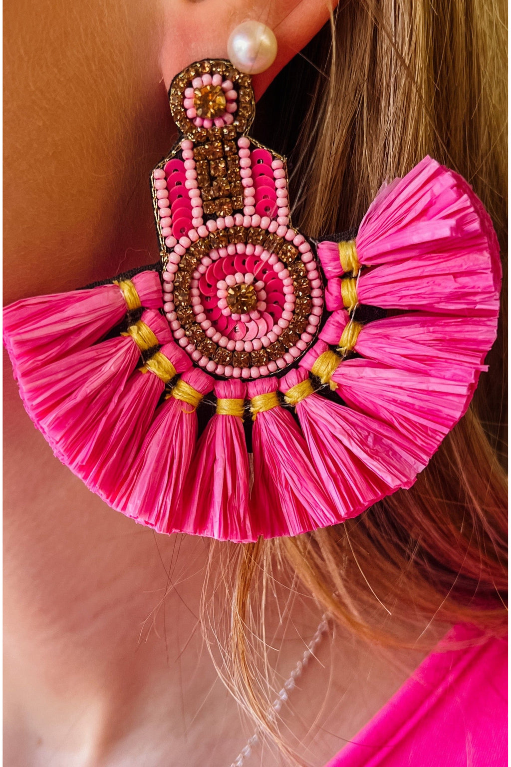 Pink Earring With Sequins