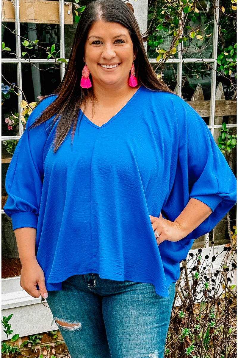 Royal V-Neck Oversized Dolman Top – Sew Personal Boutique