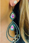 Solid Color Layered Earring With Diamond