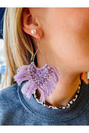 Teardrop Shaped Macrame Earrings