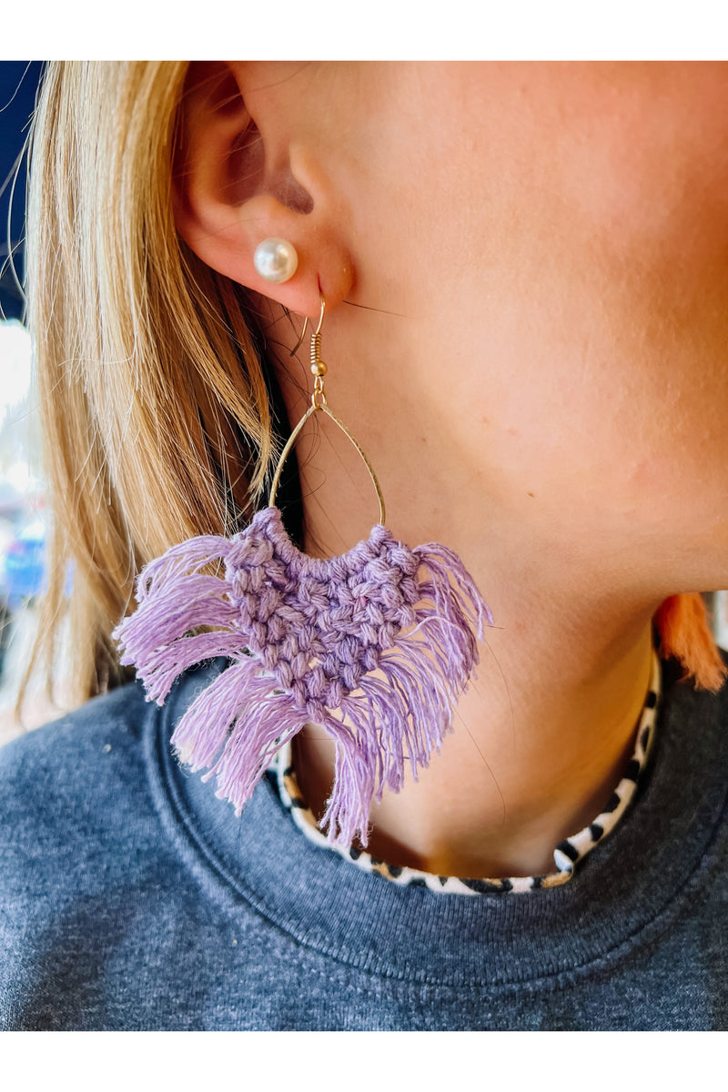 Teardrop Shaped Macrame Earrings