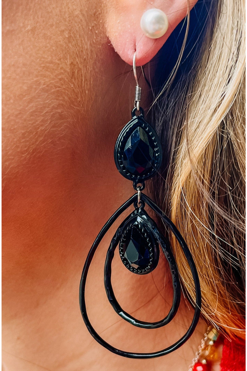 Solid Black Layered Earrings