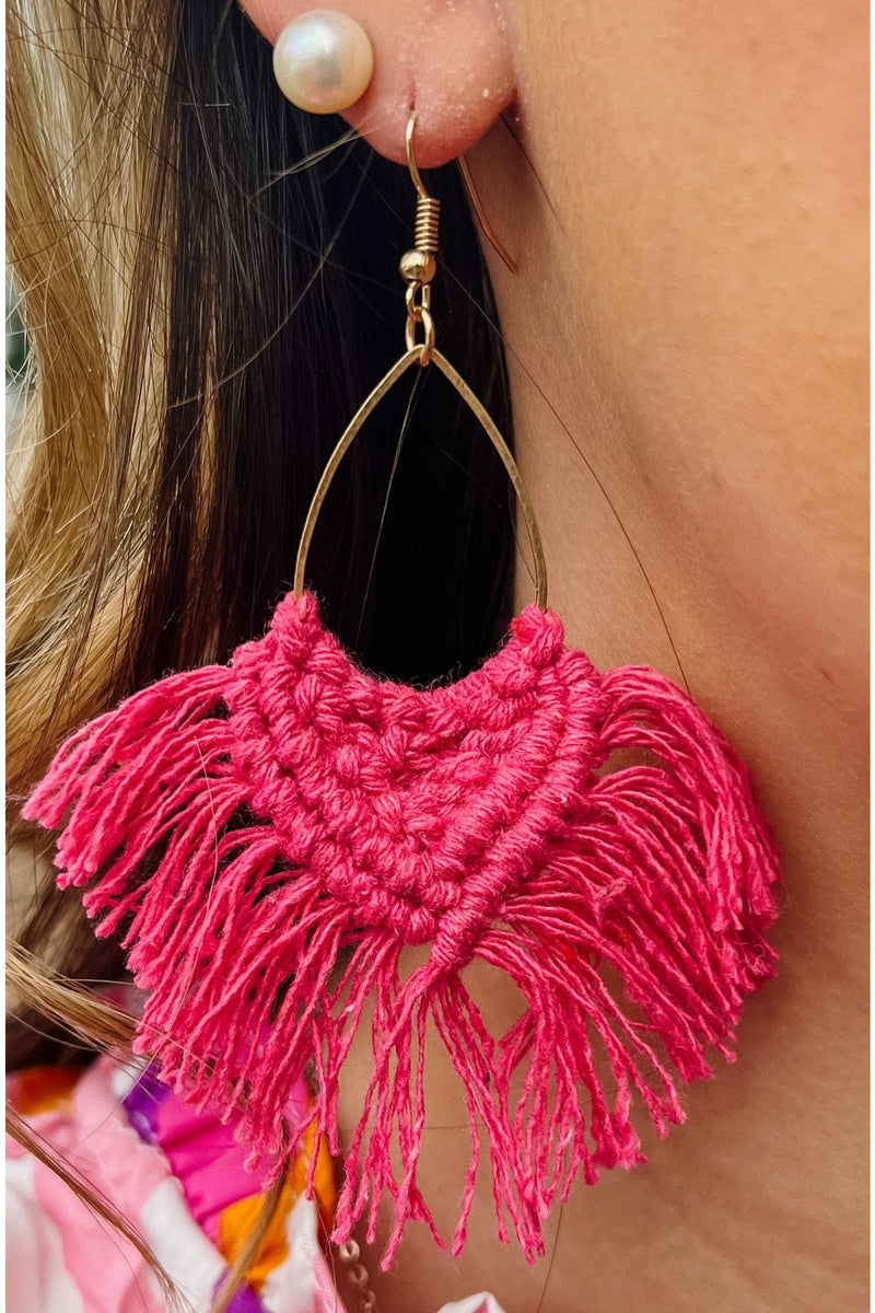 Teardrop Shaped Macrame Earrings