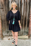 Dolman Sleeve Flare Mini Dress